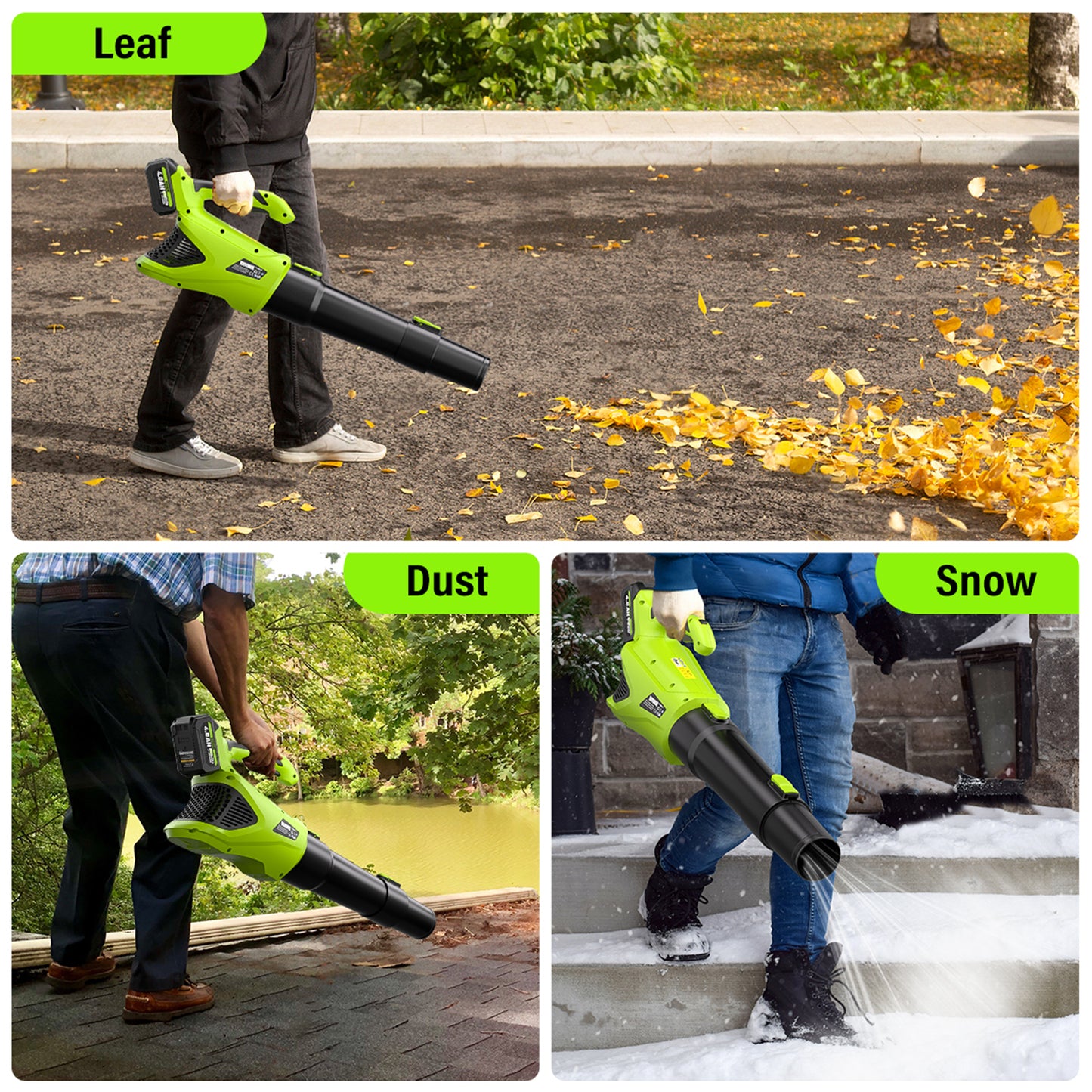 VERVEWAVE Leaf Blower - 580CFM 20V Leaf Blower Cordless with 2 X 4.0Ah Battery & Charger,5-Speed Dial Electric Blower Handheld, Lightweight Powerful Battery Operated for Lawn Care, Jobsite